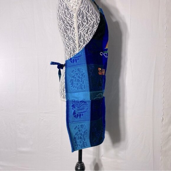 Vintage San Felipe Blue Jacquard Woven Apron - Picture 2 of 6